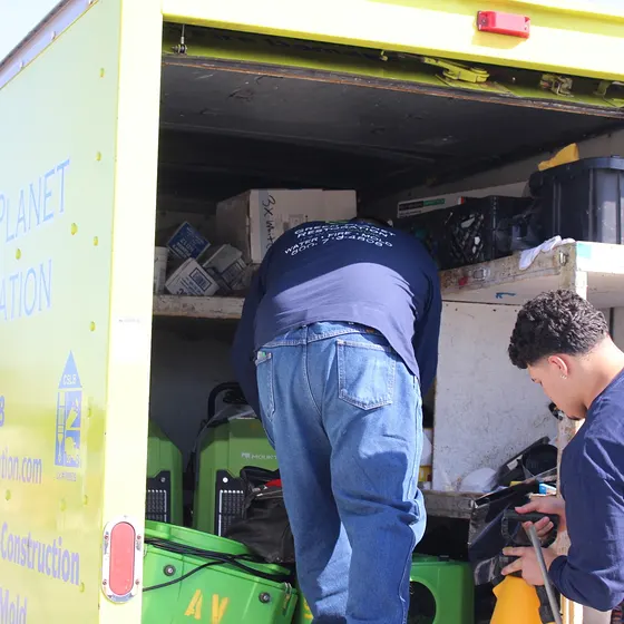Crew loading drying equipment, Antelope Valley
