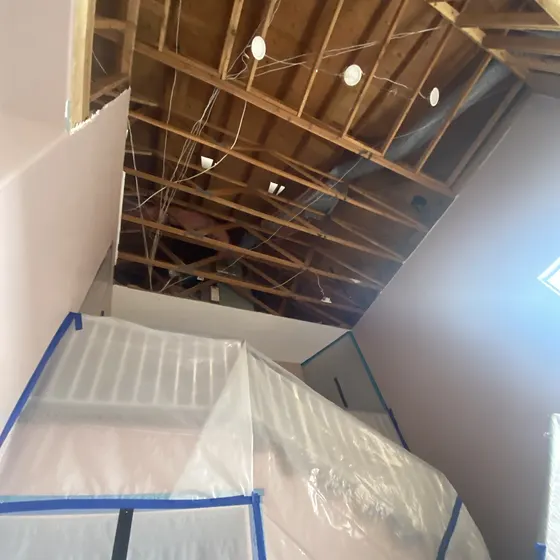 Ceiling opened and sealed off for drying, Antelope Valley