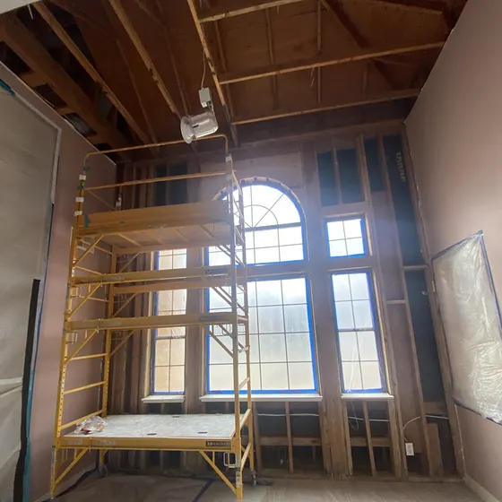 Scaffolding to open a two-story ceiling, Antelope Valley
