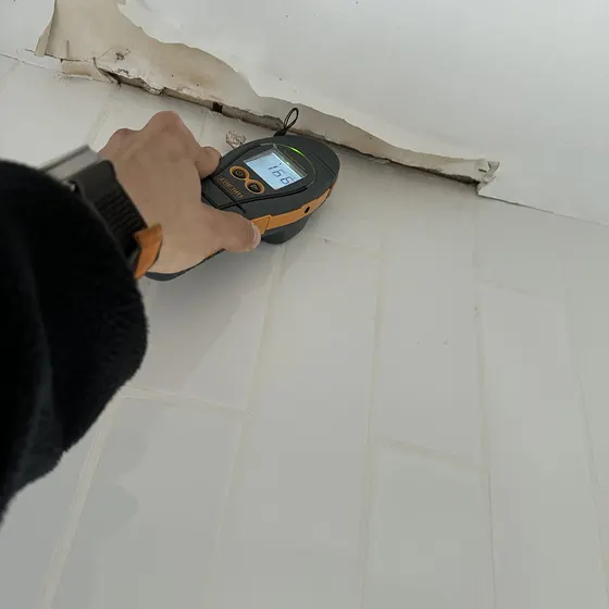 Moisture reading on a stained ceiling, South Bay