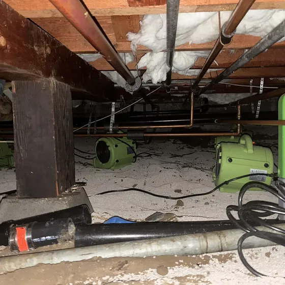 Drying equipment in a crawl space, Greater Seattle