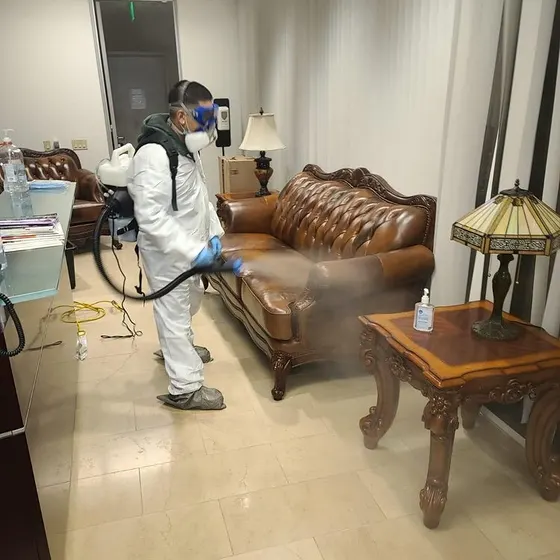 Fogging an office for odor control, South Bay